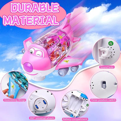 Kids Electric Airplane Toy – Musical Bump & Go Airliner with Lights طائرة لعبة كهربائية للأطفال – طائرة موسيقية متحركة بالإضاءة