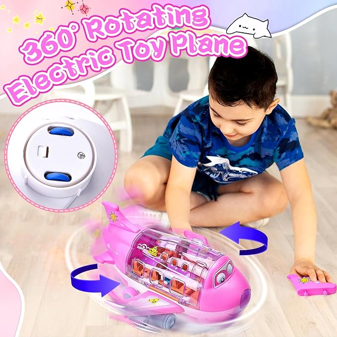 Kids Electric Airplane Toy – Musical Bump & Go Airliner with Lights طائرة لعبة كهربائية للأطفال – طائرة موسيقية متحركة بالإضاءة