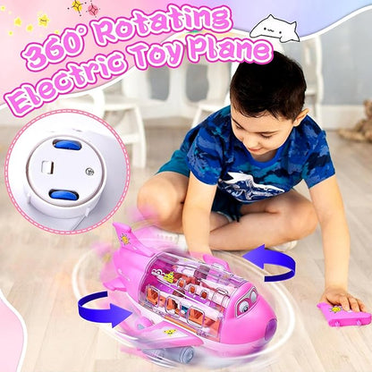 Kids Electric Airplane Toy – Musical Bump & Go Airliner with Lights طائرة لعبة كهربائية للأطفال – طائرة موسيقية متحركة بالإضاءة