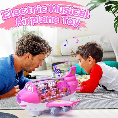 Kids Electric Airplane Toy – Musical Bump & Go Airliner with Lights طائرة لعبة كهربائية للأطفال – طائرة موسيقية متحركة بالإضاءة