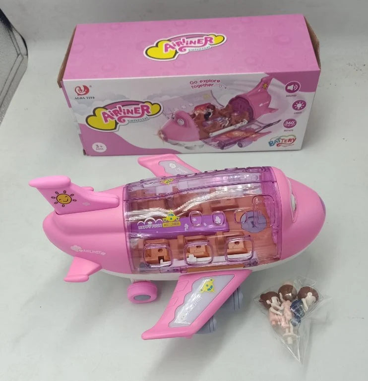 Kids Electric Airplane Toy – Musical Bump & Go Airliner with Lights طائرة لعبة كهربائية للأطفال – طائرة موسيقية متحركة بالإضاءة