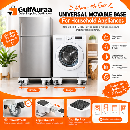 Adjustable Movable Base with Wheels – Washing Machine & Fridge Stand (Heavy Duty) قاعدة متحركة قابلة للتعديل بعجلات – حامل غسالة وثلاجة (تحمل عالي)