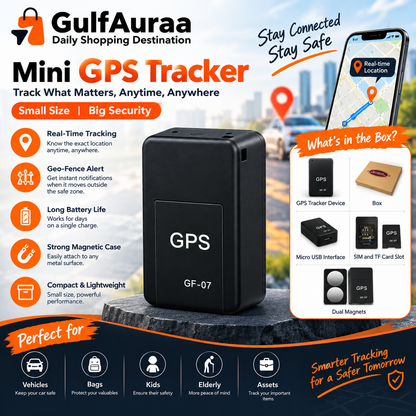 Mini GPS Tracker – Magnetic Vehicle & Asset Locator (GF-07) جهاز تتبع GPS صغير – جهاز تحديد موقع مغناطيسي للسيارات (GF-07)